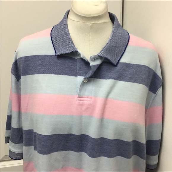 Saddlebred Traveler Classic Fit AdaptiveCool Mens Short Sleeve Stripe Polo - Picture 9 of 12